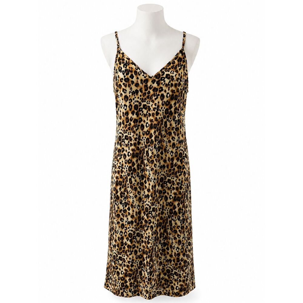 ee:some Leopard Print Maxi Slip Dress New with Tags Size M Adjustable Straps